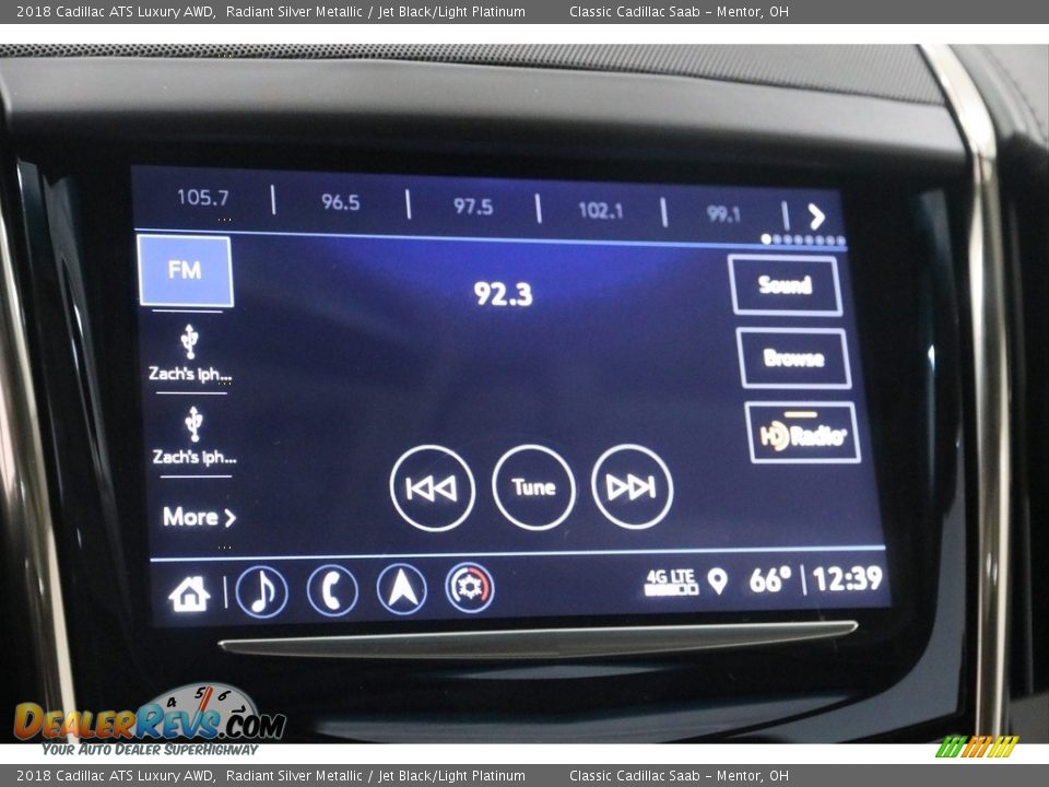 2018 Cadillac ATS Luxury AWD Radiant Silver Metallic / Jet Black/Light Platinum Photo #11