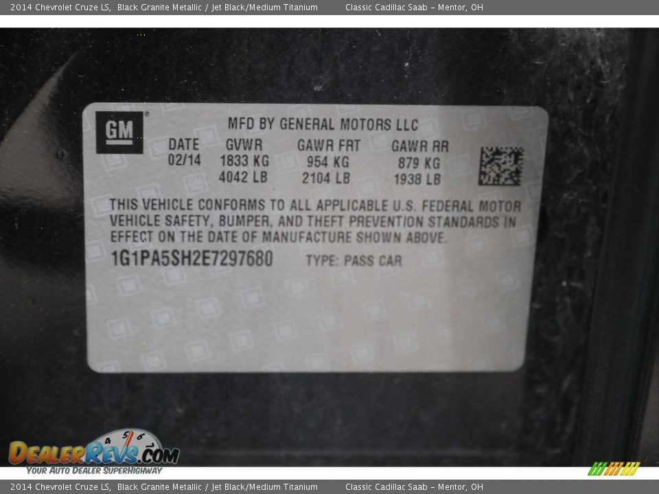 2014 Chevrolet Cruze LS Black Granite Metallic / Jet Black/Medium Titanium Photo #17
