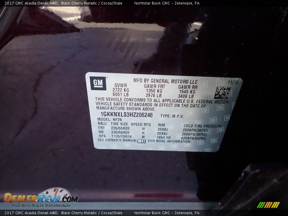 2017 GMC Acadia Denali AWD Black Cherry Metallic / Cocoa/Shale Photo #15