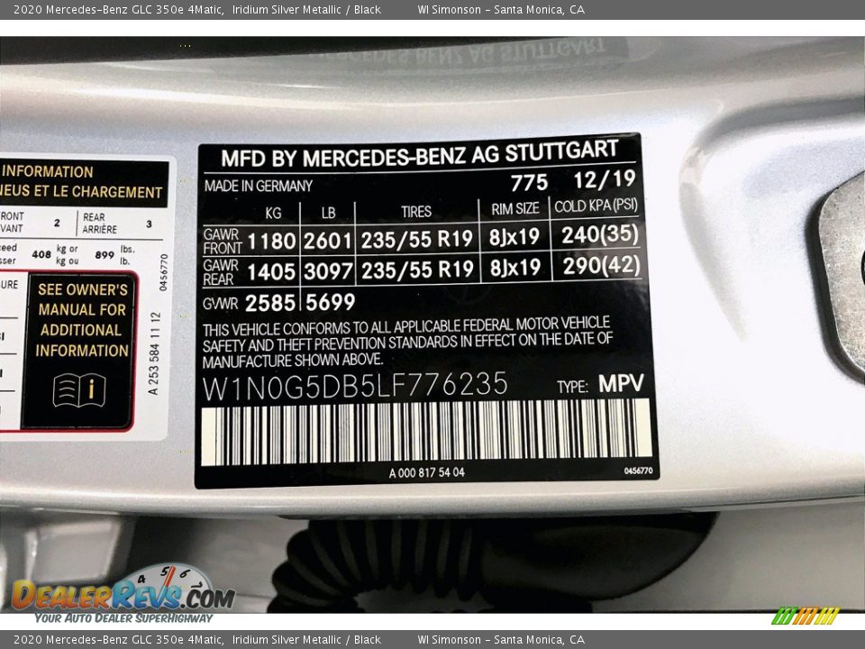 2020 Mercedes-Benz GLC 350e 4Matic Iridium Silver Metallic / Black Photo #11
