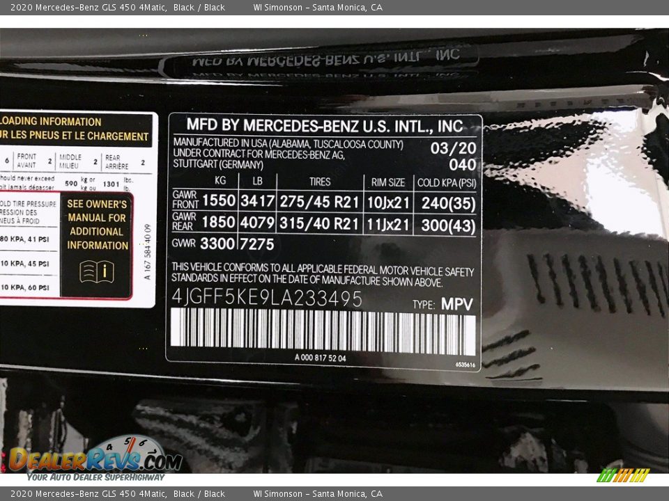 2020 Mercedes-Benz GLS 450 4Matic Black / Black Photo #11