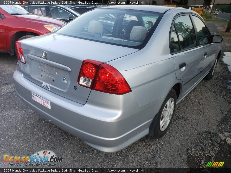 2005 Honda Civic Value Package Sedan Satin Silver Metallic / Gray Photo #7