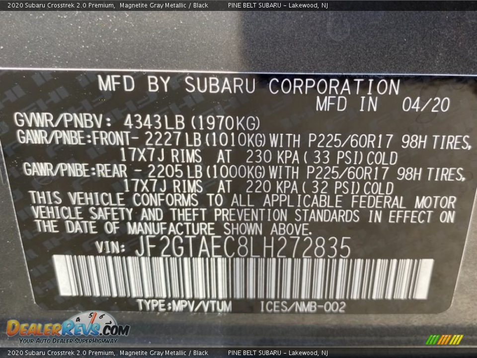 2020 Subaru Crosstrek 2.0 Premium Magnetite Gray Metallic / Black Photo #12