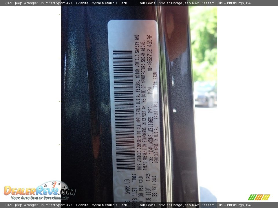 2020 Jeep Wrangler Unlimited Sport 4x4 Granite Crystal Metallic / Black Photo #12