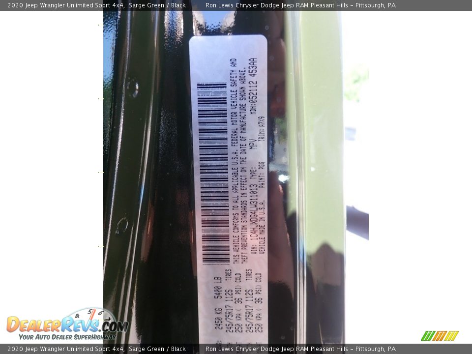 2020 Jeep Wrangler Unlimited Sport 4x4 Sarge Green / Black Photo #11