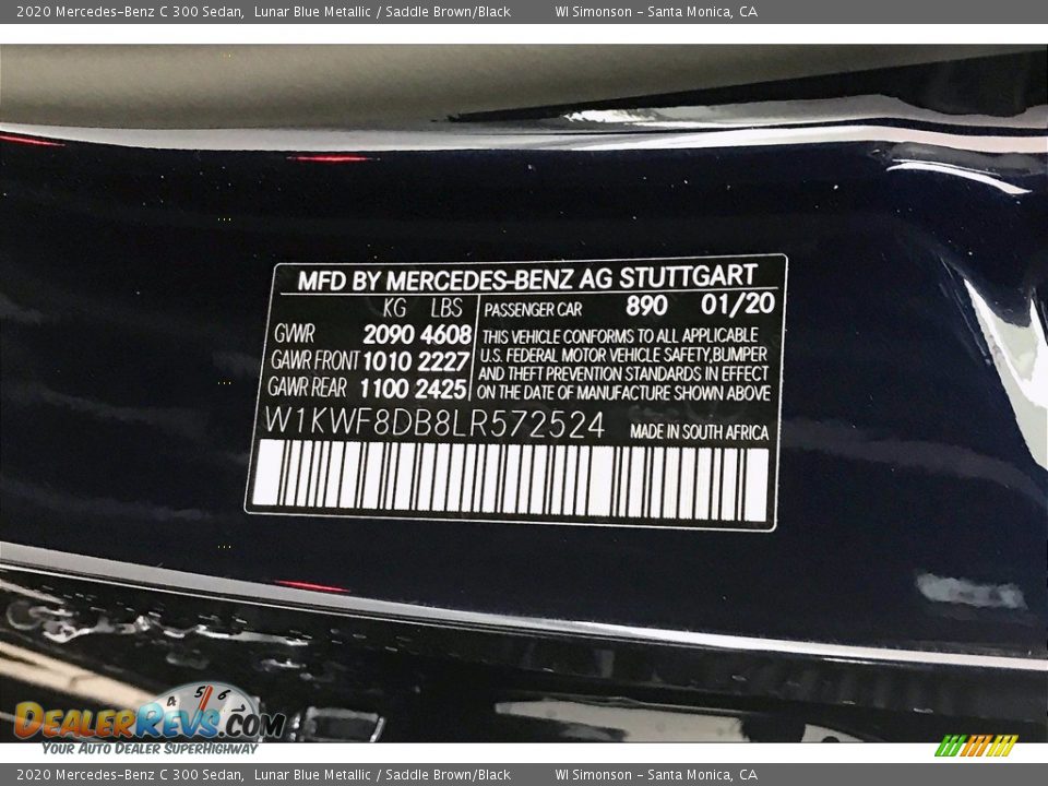 2020 Mercedes-Benz C 300 Sedan Lunar Blue Metallic / Saddle Brown/Black Photo #11
