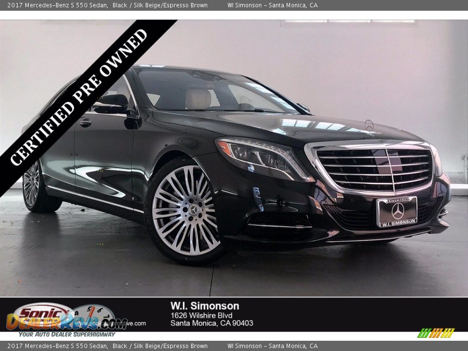 2017 Mercedes-Benz S 550 Sedan Black / Silk Beige/Espresso Brown Photo #1