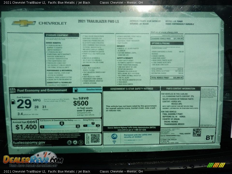 2021 Chevrolet TrailBlazer LS Pacific Blue Metallic / Jet Black Photo #7