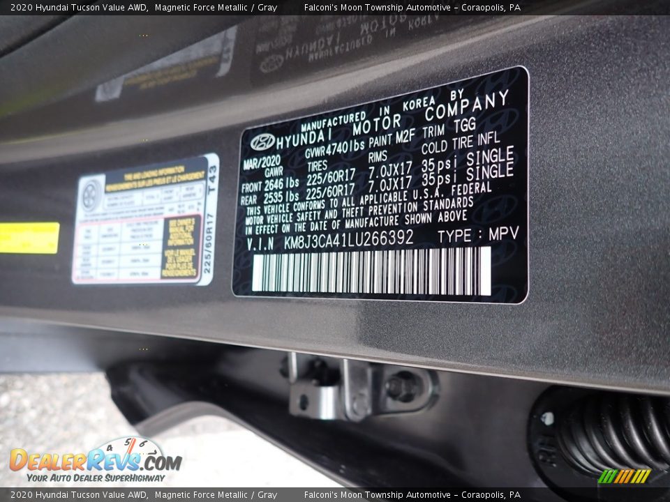 2020 Hyundai Tucson Value AWD Magnetic Force Metallic / Gray Photo #13