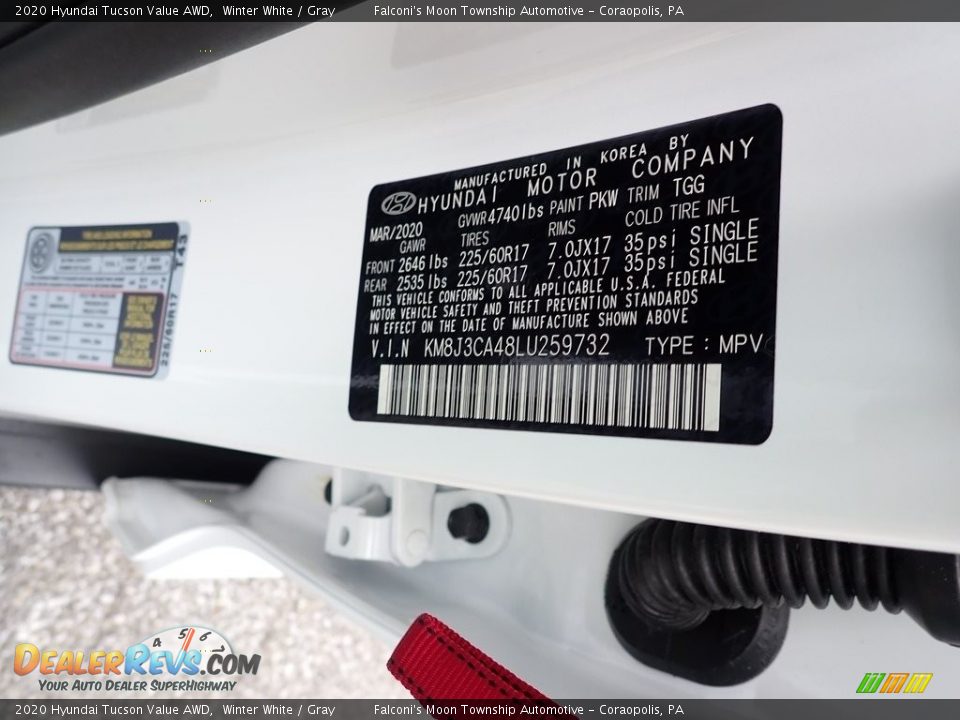 2020 Hyundai Tucson Value AWD Winter White / Gray Photo #11