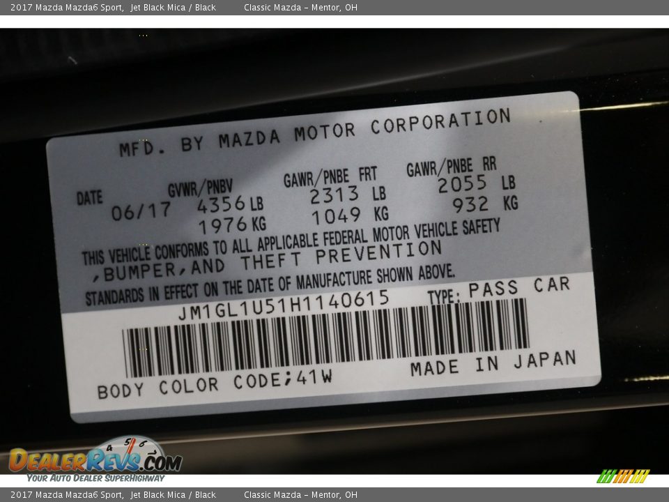 2017 Mazda Mazda6 Sport Jet Black Mica / Black Photo #19