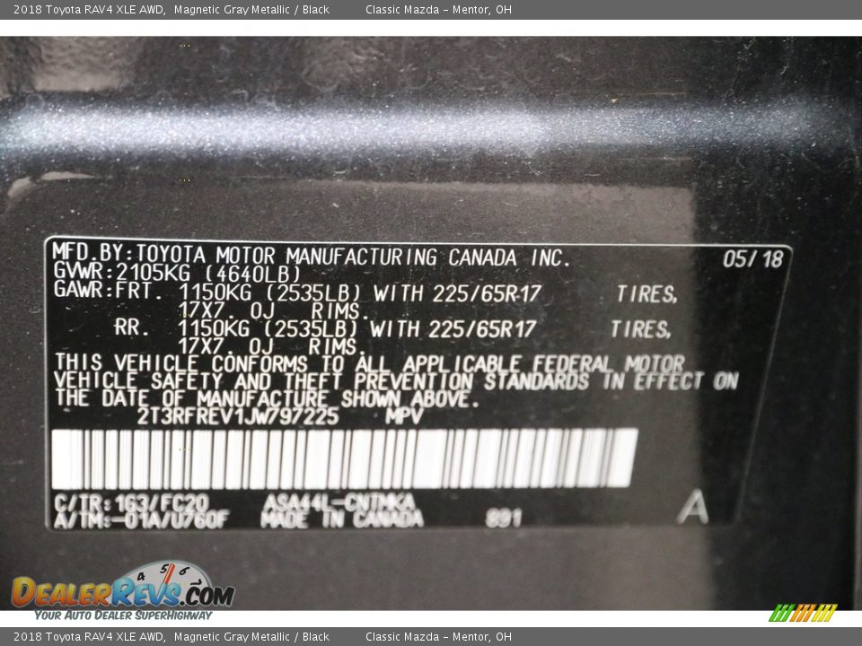 2018 Toyota RAV4 XLE AWD Magnetic Gray Metallic / Black Photo #18