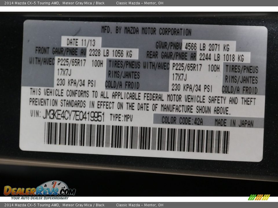 2014 Mazda CX-5 Touring AWD Meteor Gray Mica / Black Photo #18