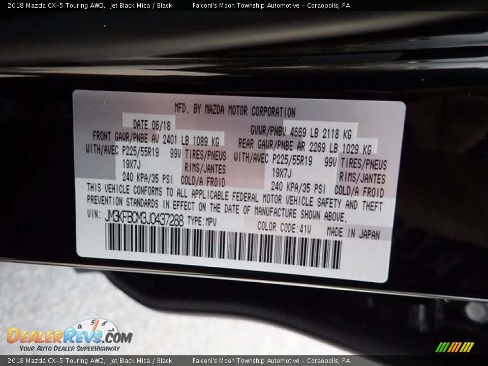 2018 Mazda CX-5 Touring AWD Jet Black Mica / Black Photo #23