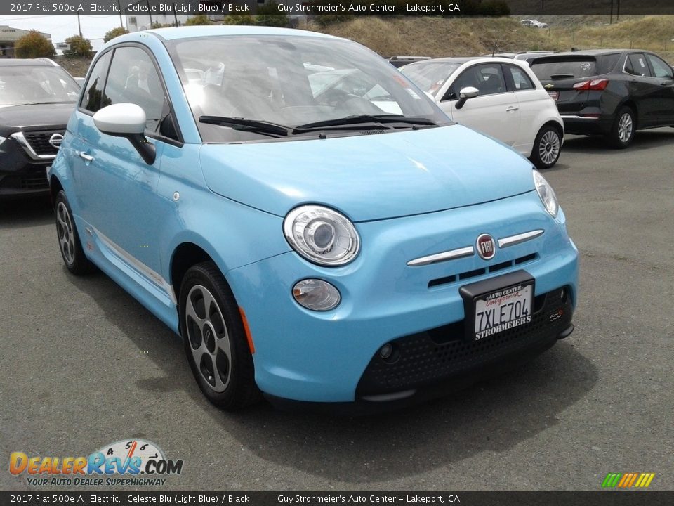 2017 Fiat 500e All Electric Celeste Blu (Light Blue) / Black Photo #1