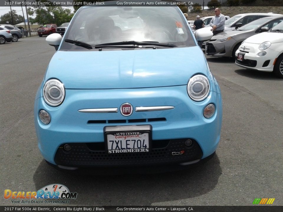 2017 Fiat 500e All Electric Celeste Blu (Light Blue) / Black Photo #8