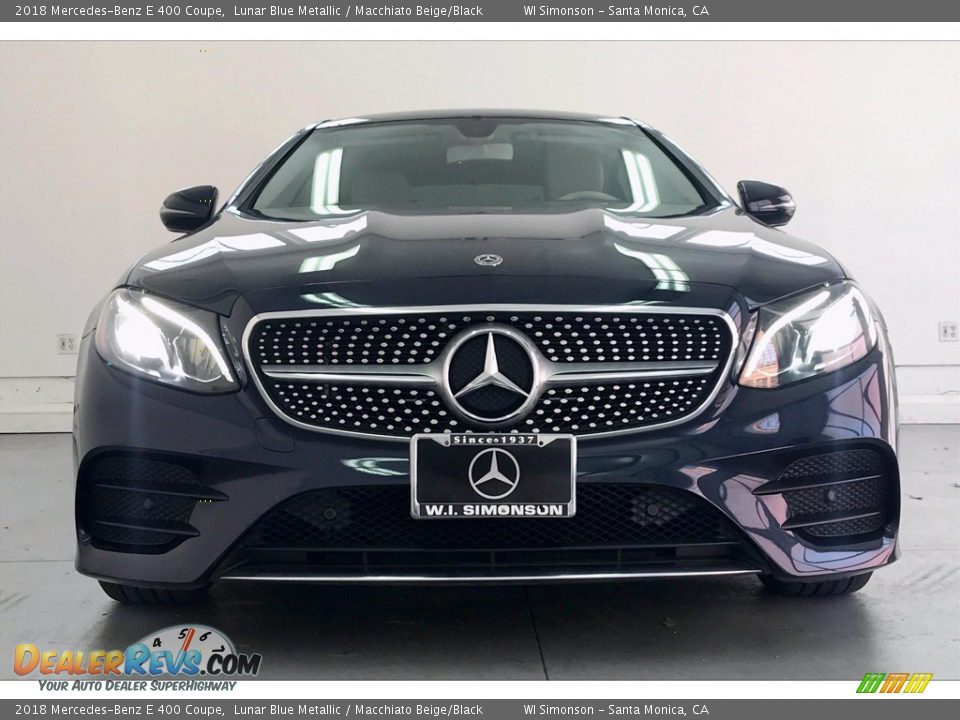 2018 Mercedes-Benz E 400 Coupe Lunar Blue Metallic / Macchiato Beige/Black Photo #2