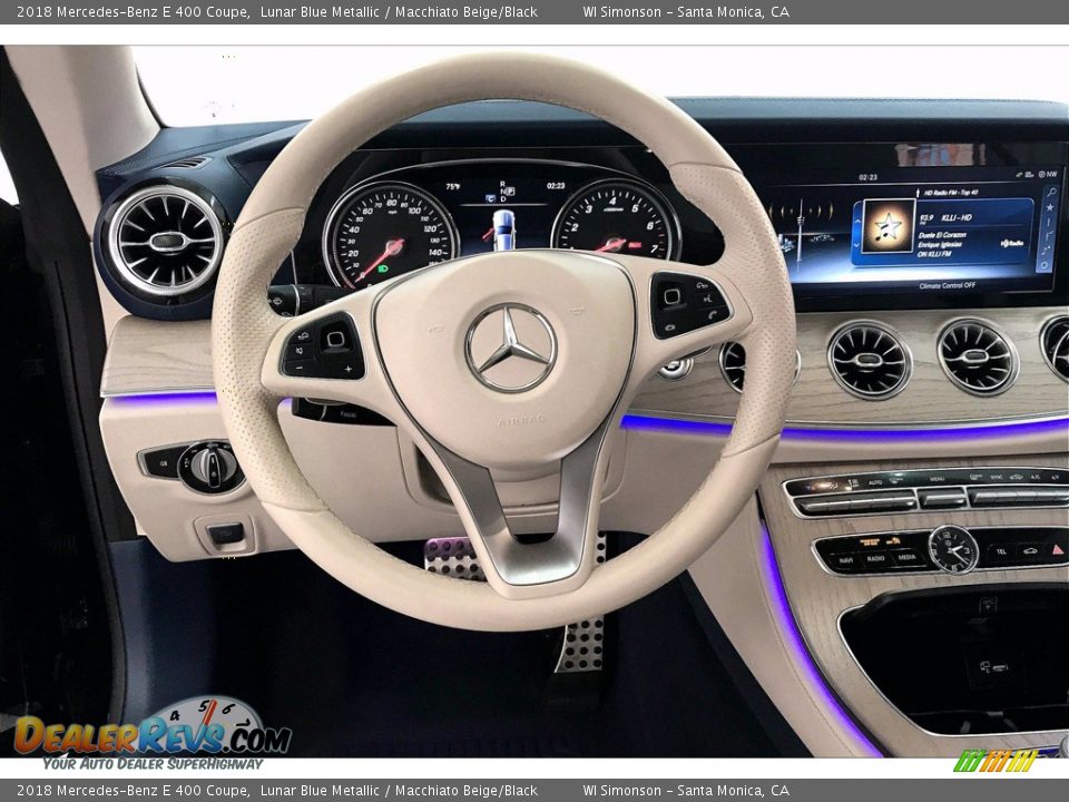 2018 Mercedes-Benz E 400 Coupe Lunar Blue Metallic / Macchiato Beige/Black Photo #4