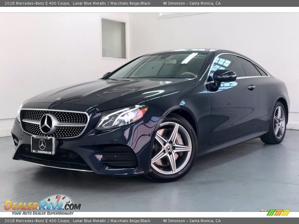 2018 Mercedes-Benz E 400 Coupe Lunar Blue Metallic / Macchiato Beige/Black Photo #12