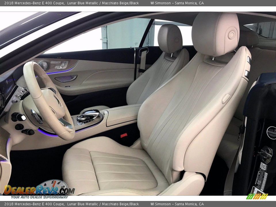 2018 Mercedes-Benz E 400 Coupe Lunar Blue Metallic / Macchiato Beige/Black Photo #14