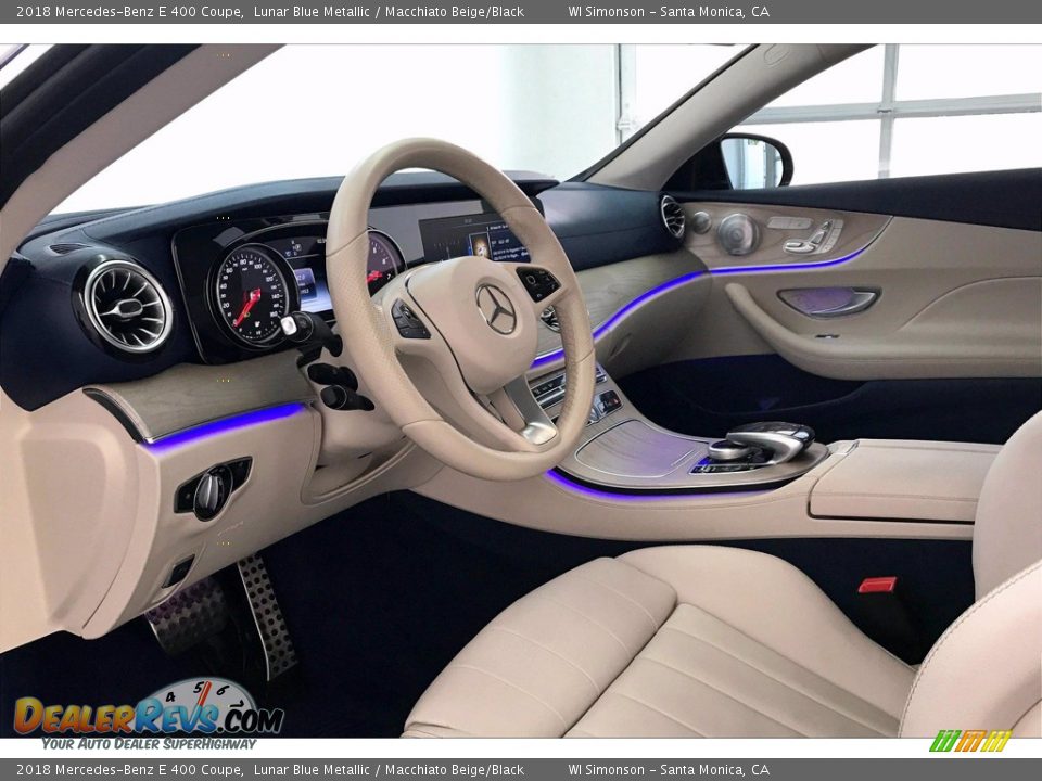 2018 Mercedes-Benz E 400 Coupe Lunar Blue Metallic / Macchiato Beige/Black Photo #22