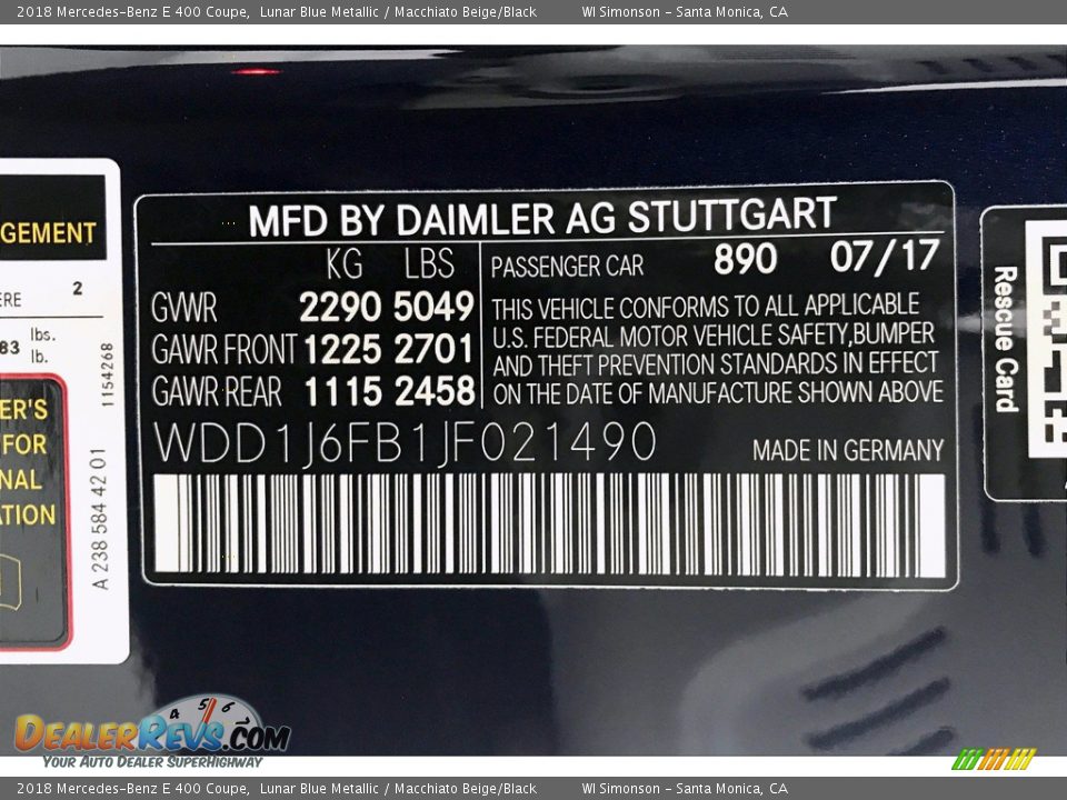 2018 Mercedes-Benz E 400 Coupe Lunar Blue Metallic / Macchiato Beige/Black Photo #24