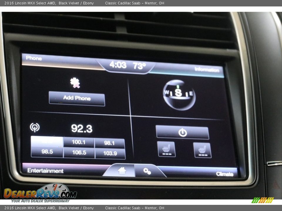 Controls of 2016 Lincoln MKX Select AWD Photo #12