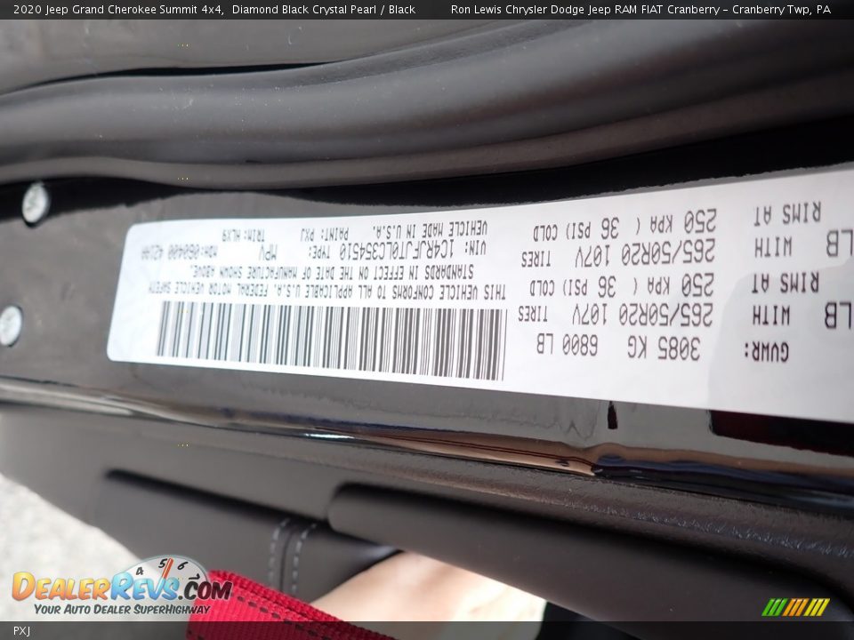 Jeep Color Code PXJ Diamond Black Crystal Pearl