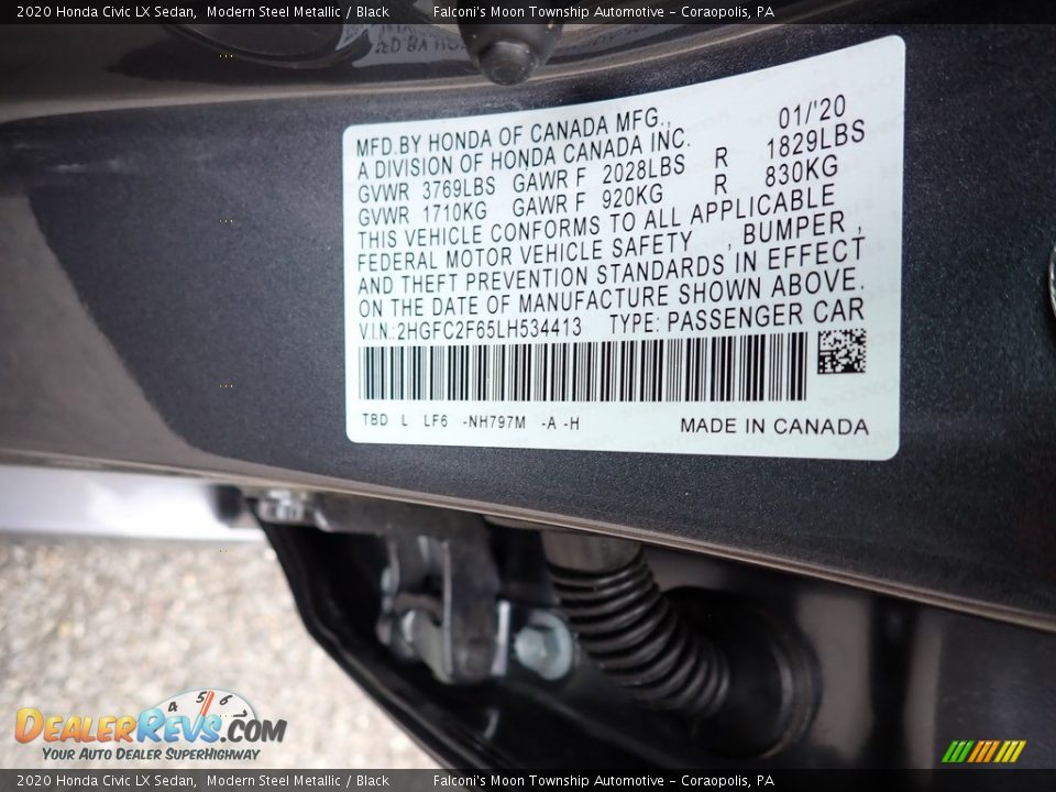 2020 Honda Civic LX Sedan Modern Steel Metallic / Black Photo #13