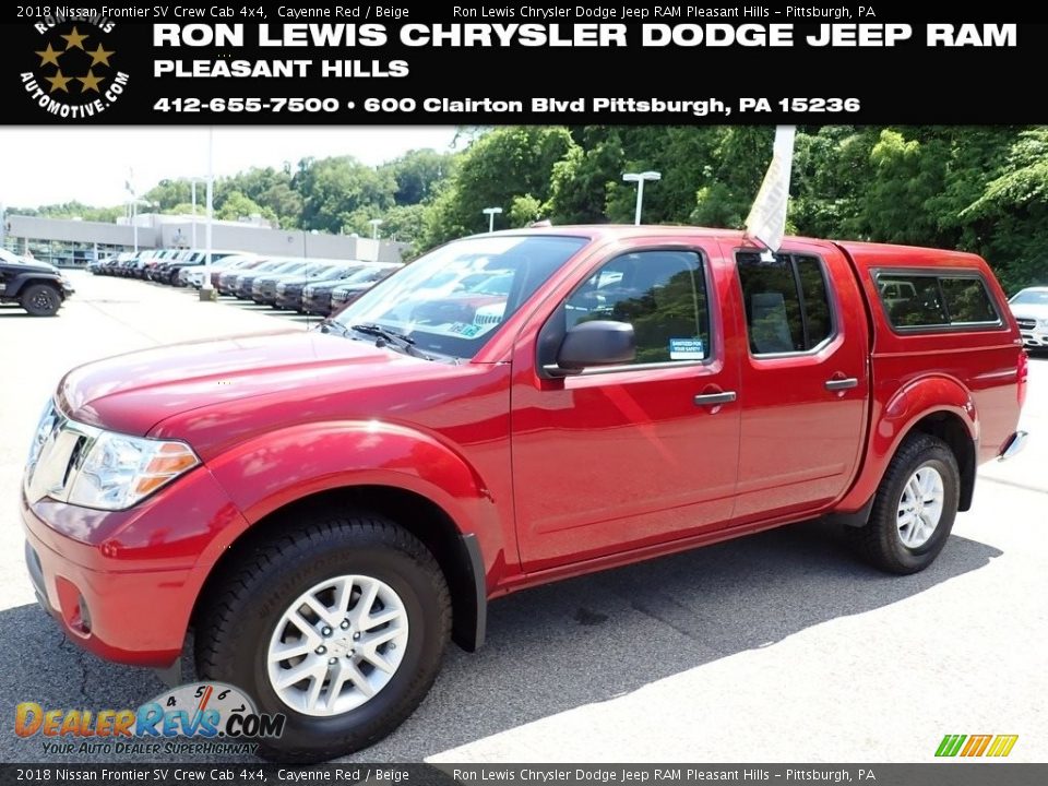 2018 Nissan Frontier SV Crew Cab 4x4 Cayenne Red / Beige Photo #1