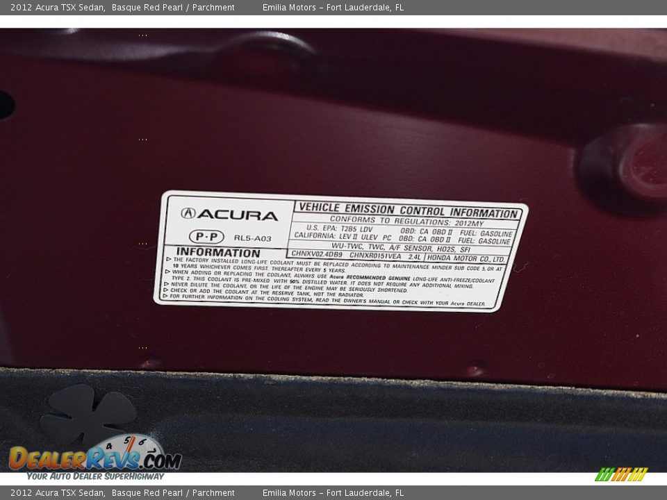 2012 Acura TSX Sedan Basque Red Pearl / Parchment Photo #49