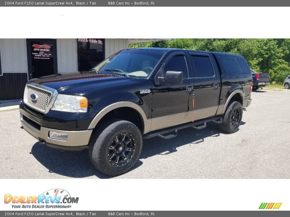 2004 Ford F150 Lariat SuperCrew 4x4 Black / Tan Photo #1