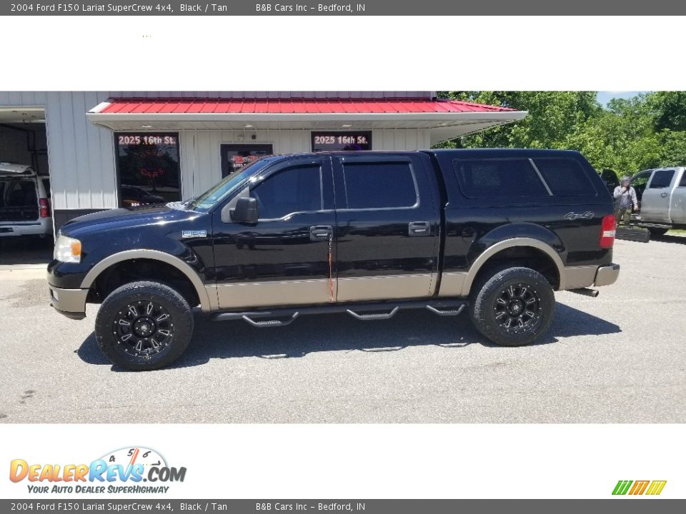 2004 Ford F150 Lariat SuperCrew 4x4 Black / Tan Photo #2