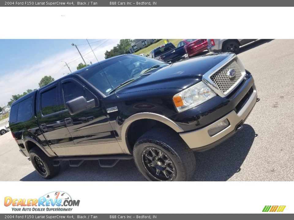 2004 Ford F150 Lariat SuperCrew 4x4 Black / Tan Photo #8