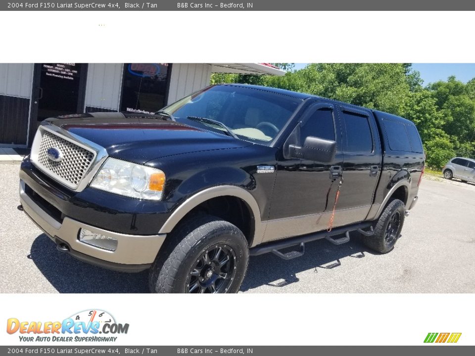 2004 Ford F150 Lariat SuperCrew 4x4 Black / Tan Photo #9