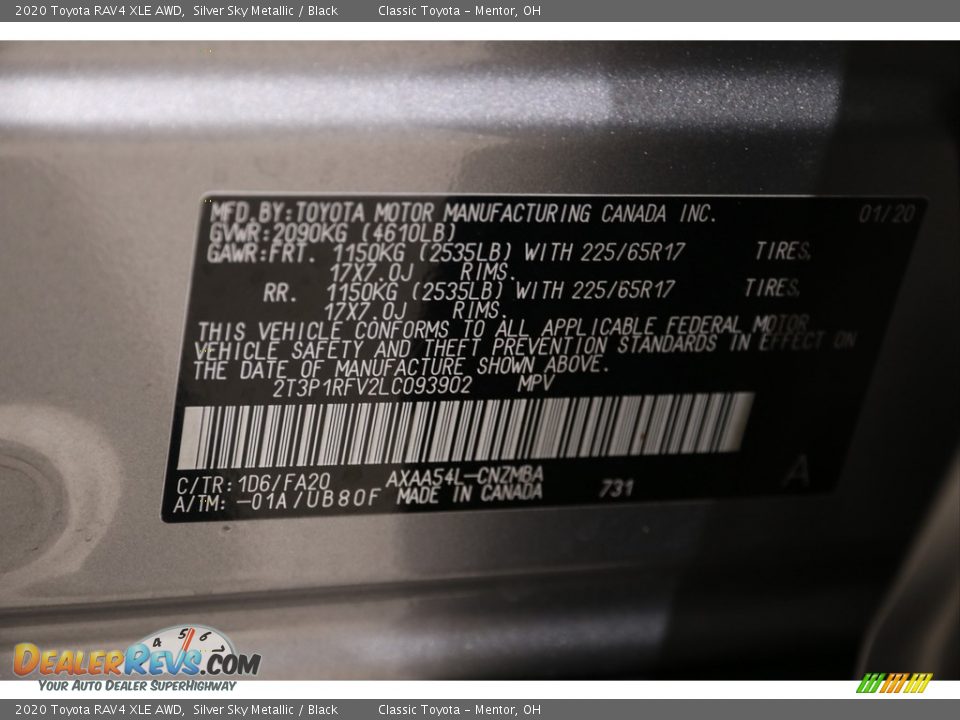 2020 Toyota RAV4 XLE AWD Silver Sky Metallic / Black Photo #22