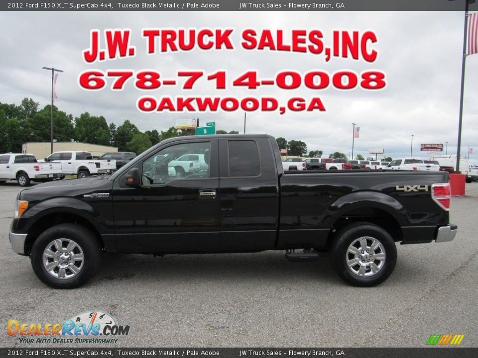 2012 Ford F150 XLT SuperCab 4x4 Tuxedo Black Metallic / Pale Adobe Photo #2