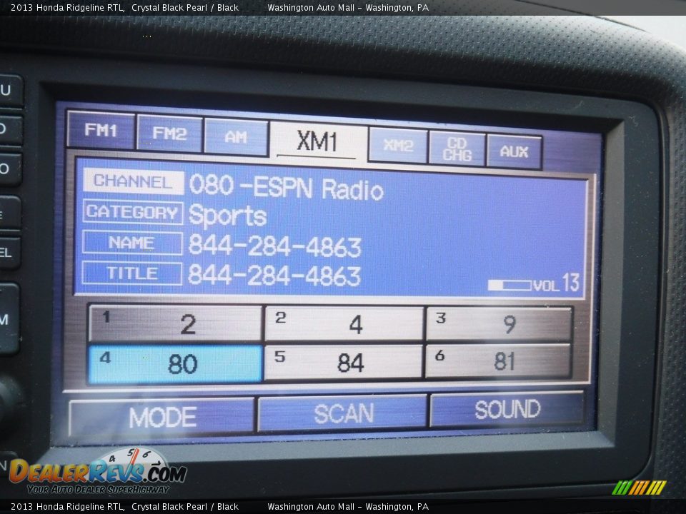 2013 Honda Ridgeline RTL Crystal Black Pearl / Black Photo #26