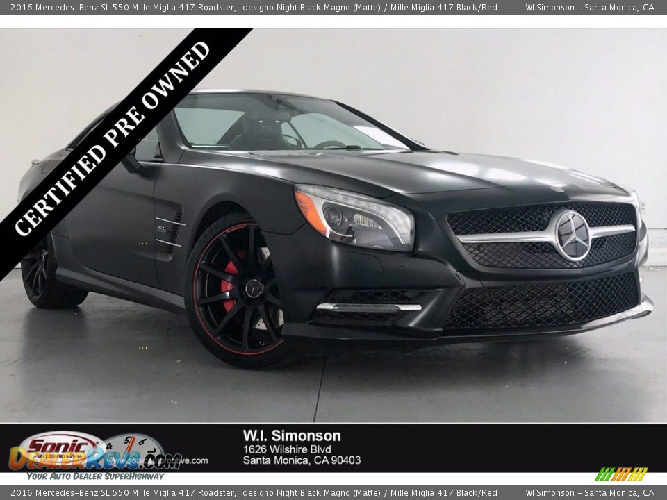 2016 Mercedes-Benz SL 550 Mille Miglia 417 Roadster designo Night Black Magno (Matte) / Mille Miglia 417 Black/Red Photo #1