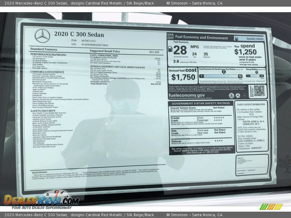 2020 Mercedes-Benz C 300 Sedan designo Cardinal Red Metallic / Silk Beige/Black Photo #10