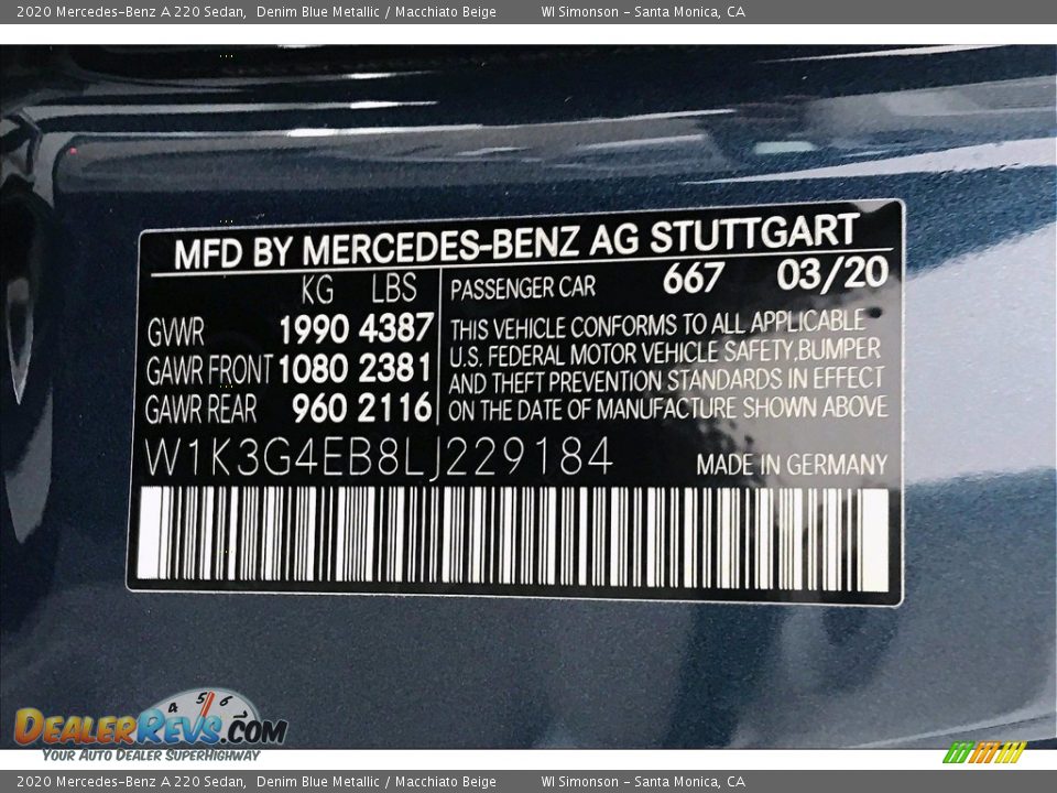 2020 Mercedes-Benz A 220 Sedan Denim Blue Metallic / Macchiato Beige Photo #11