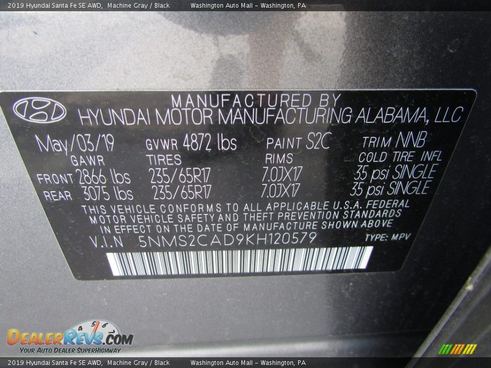 2019 Hyundai Santa Fe SE AWD Machine Gray / Black Photo #26