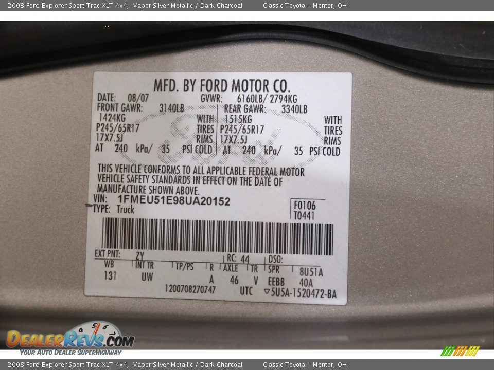 2008 Ford Explorer Sport Trac XLT 4x4 Vapor Silver Metallic / Dark Charcoal Photo #17