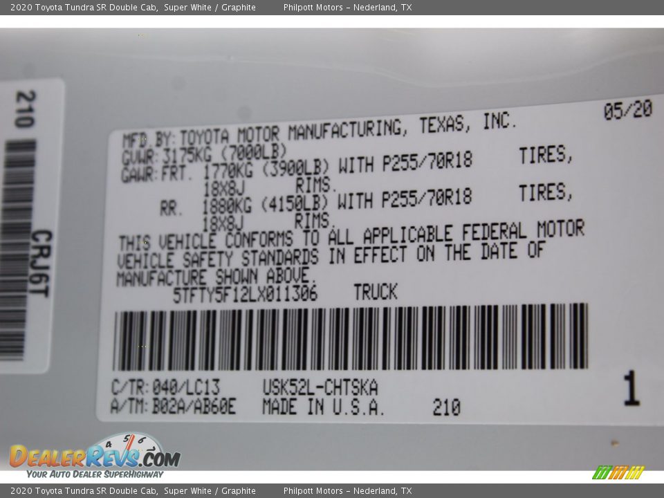 2020 Toyota Tundra SR Double Cab Super White / Graphite Photo #23