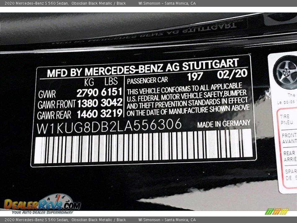 2020 Mercedes-Benz S 560 Sedan Obsidian Black Metallic / Black Photo #11