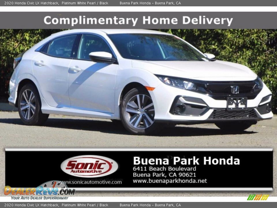 2020 Honda Civic LX Hatchback Platinum White Pearl / Black Photo #1