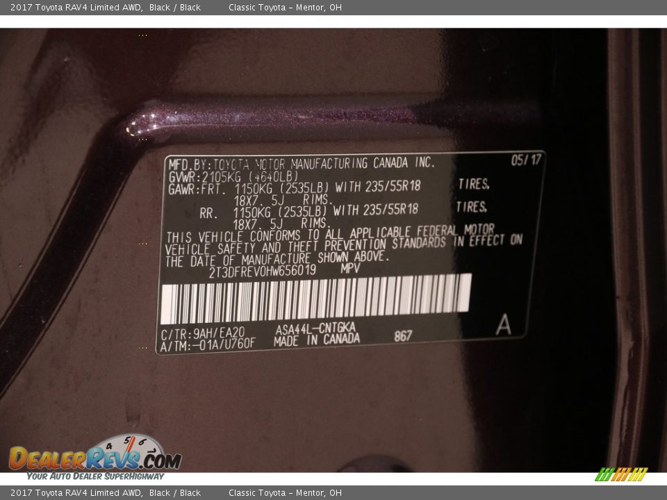2017 Toyota RAV4 Limited AWD Black / Black Photo #20