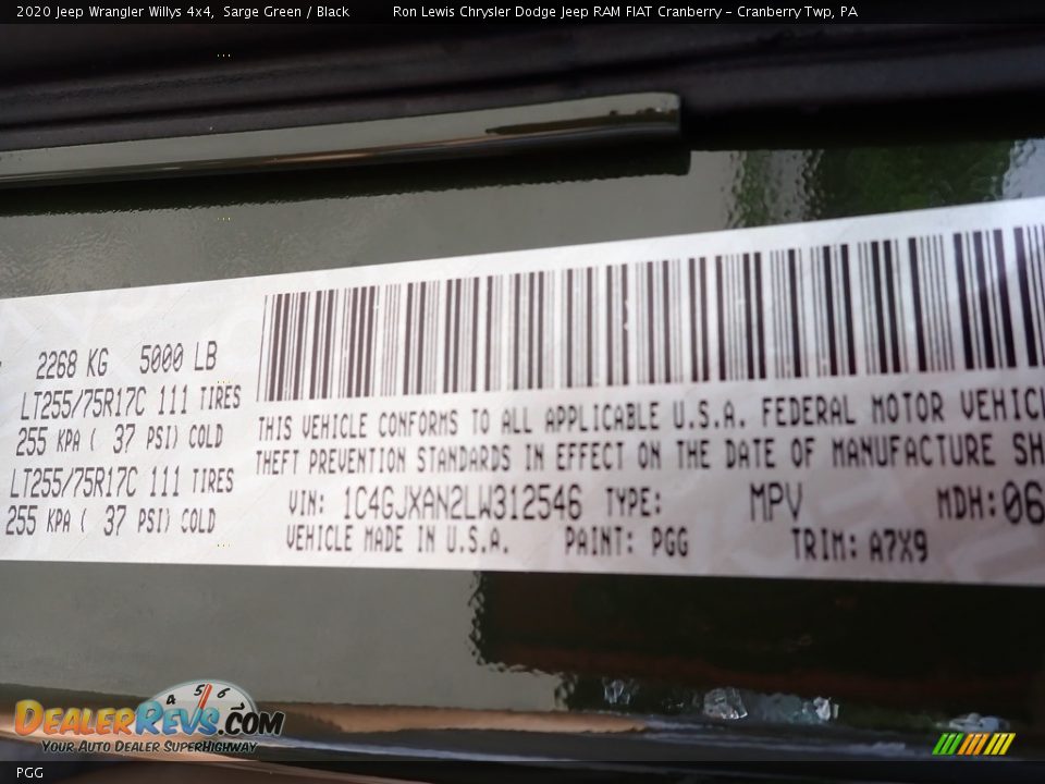 Jeep Color Code PGG Sarge Green