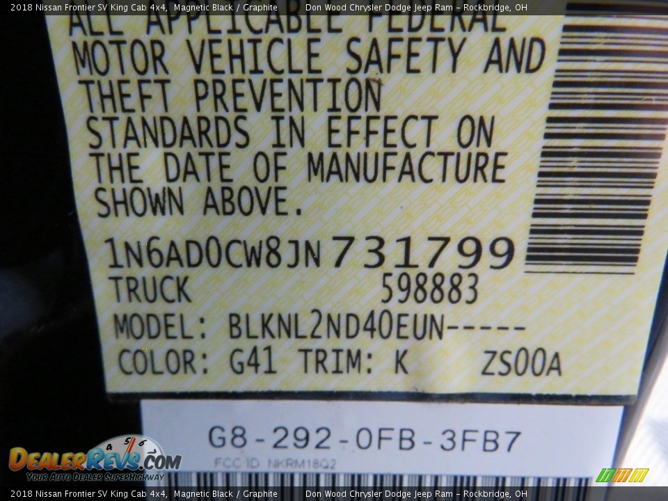2018 Nissan Frontier SV King Cab 4x4 Magnetic Black / Graphite Photo #30