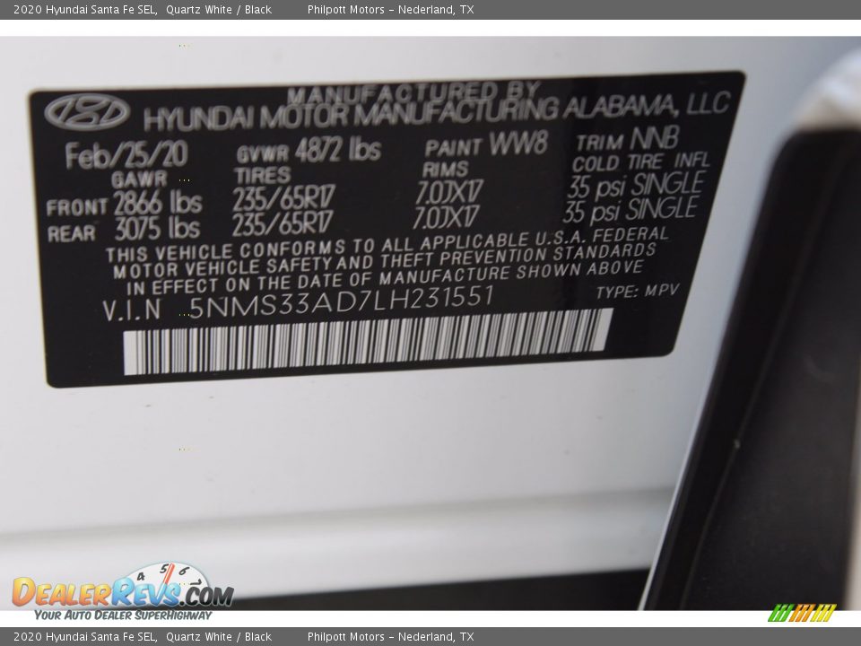 2020 Hyundai Santa Fe SEL Quartz White / Black Photo #22